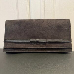 Marc Jacobs Black Faux Suede Envelope Clutch Purse